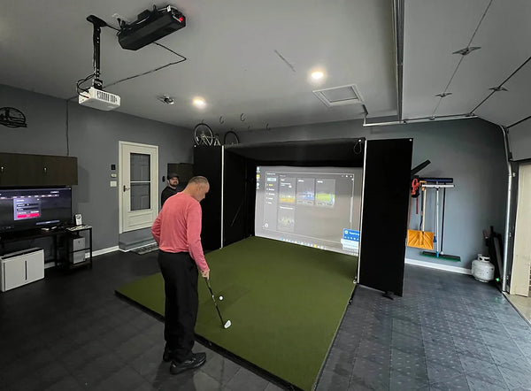 Murphy Retractable Golf Simulator Enclosure In Garage