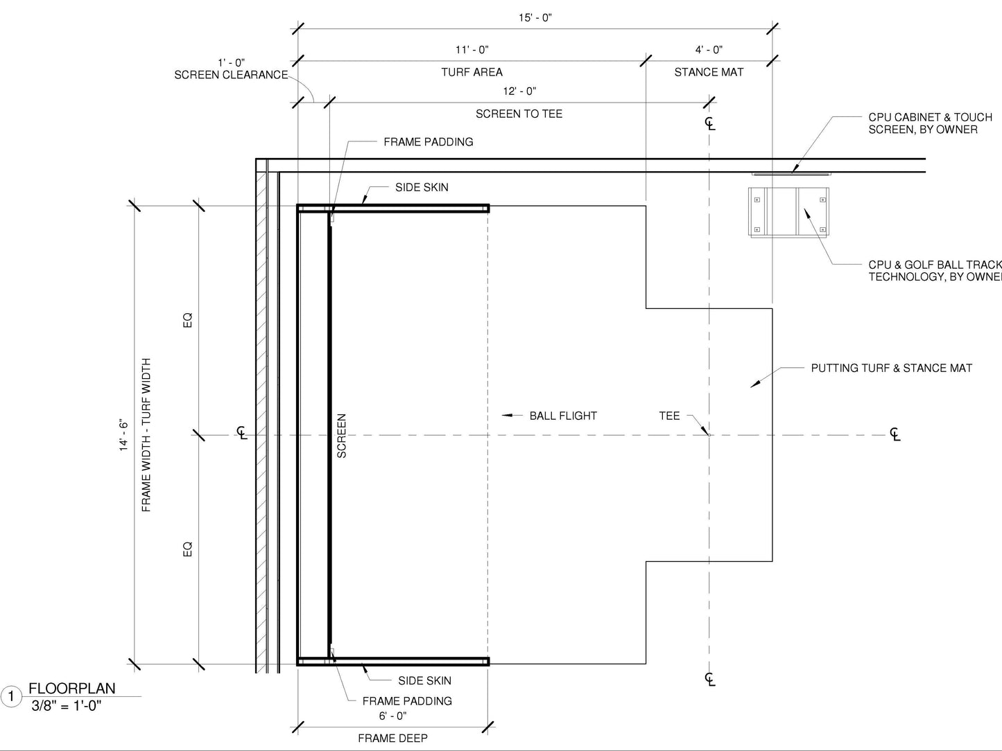 Ace indoor Golf Pro Enclosure Floor Plan