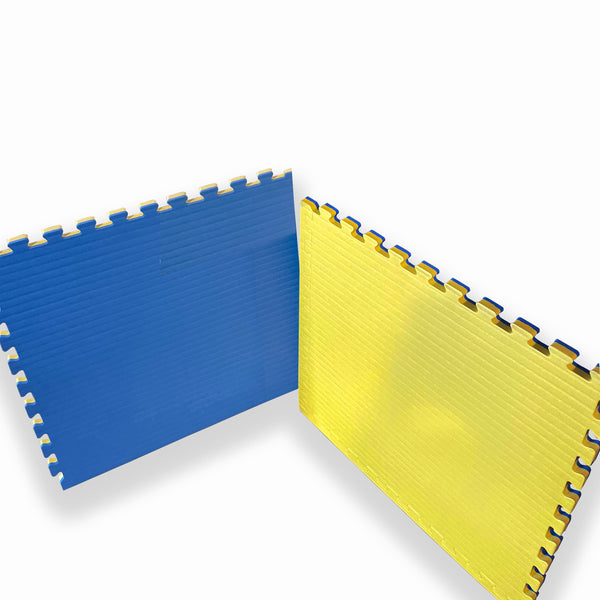 Golf Simulator Foam Floor Tiles Yellow/Blue Double Sided