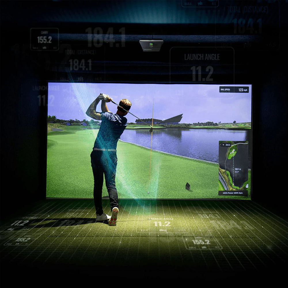 Trackman IO Ceiling Mounted In A Golf Hitting Bay