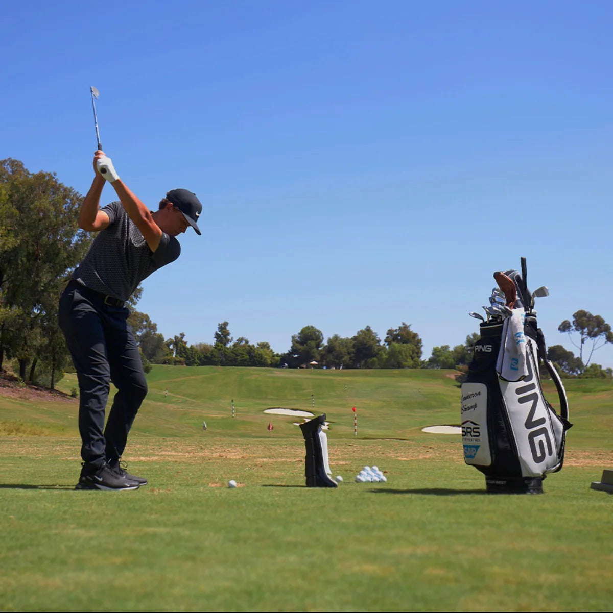 PGA Tour Pro Cameron Champ Using Uneekor Eye Mini on Driving Range